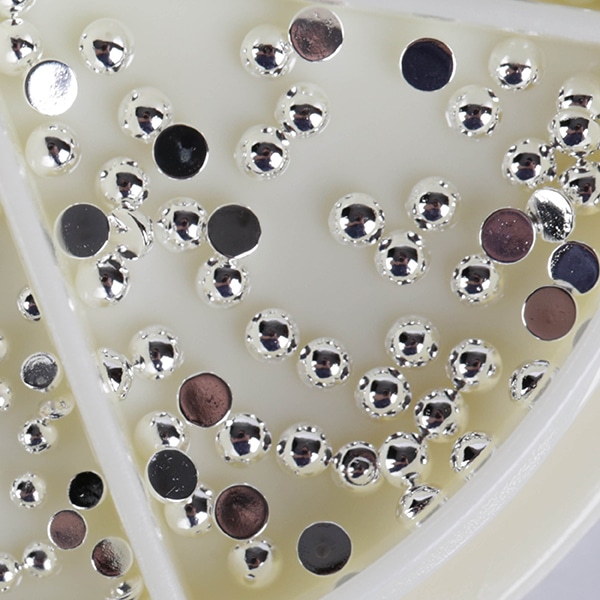 CN Half Beads refill - metal silver 3mm